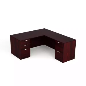 i5 Industries Kai L-Desk with Double Full Pedestals, 71" L x 78" W (48" Return)