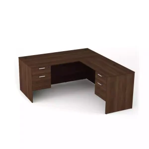 i5 Industries Kai L-Desk with Double Suspended Pedestals, 66" L x 72" W