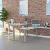 i5 Industries Engineering Office with Power Options in Matte White Silver Base L-Shaped Standing Desk