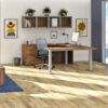 i5 Industries Executive Private Office with Kai + iRize Walnut Top Silver Base L-Shaped Standing Desk