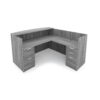 i5 Industries Kai Reception L-Shaped Desk Double Full Pedestals - Samoa Gray - RD7172P-2