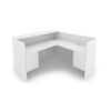 i5 Industries Kai Reception L-Shaped Desk Double Suspended Pedestals - Matte White - RD7172P-1