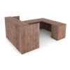 i5 Industries Kai Reception U-Desk with Double Full Peds Back - Walnut - URD7196P-1, URD71102P-1