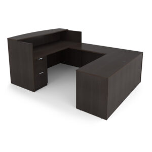 i5 Industries Kai Reversible U-Shaped Reception Desk with Double Full Pedestals, 71" L x 102" W