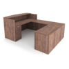 i5 Industries Kai Reception U-Desk with Double Full Peds - Walnut - URD7196P-1, URD71102P-1