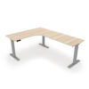 i5 Industries iRize L-Shaped Extended Corner Standing Desk - Coastal Dune Silver Base