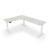 i5 Industries iRize L-Shaped Extended Corner Standing Desk - Harbor Elm White Base