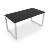 Fusion Metal Leg Desk Black Top White Base 2 Grommets