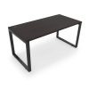 Fusion Metal Leg Desk Espresso Top Black Base 2 Grommets