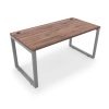 Fusion Metal Leg Desk Walnut Top Silver Base 2 Grommets