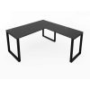Fusion Metal Leg L Desk Black Top Black Base with Grommets