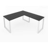 Fusion Metal Leg L Desk Black Top White Base Front