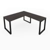 Fusion Metal Leg L Desk Espresso Top Black Base