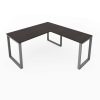 Fusion Metal Leg L Desk Espresso Top Silver Base