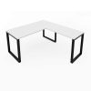 Fusion Metal Leg L Desk Matte White Top Black Base
