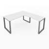 Fusion Metal Leg L Desk Matte White Top Silver Base