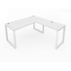 Fusion Metal Leg L Desk Matte White Top White Base with Grommets