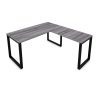 Fusion Metal Leg L Desk Samoa Gray Top Black Base