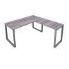 Fusion Metal Leg L Desk Samoa Gray Top Silver Base