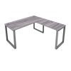 Fusion Metal Leg L Desk Samoa Gray Top Silver Base with Grommets
