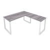 Fusion Metal Leg L Desk Samoa Gray Top White Base