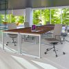 Fusion Office Scene Walnut Top Silver Base