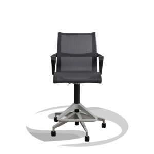 Herman Miller Setu Mobile Stool Charcoal Frame and Mesh with Metallic Champagne Base