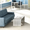 i5 Industries Close Up coffee table in Harbor Elm lobby area reception coastal scene