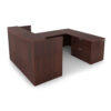 i5 Industries Kai Reception U-Shaped Desk Full Pedestal Lateral File Front - Mahogany - URD7196P-2, URD71102P-2