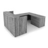 i5 Industries Kai Reception U-Shaped Desk Full Pedestal Lateral File Front - Samoa Gray - URD7196P-2, URD71102P-2