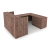 i5 Industries Kai Reception U-Shaped Desk Full Pedestal Lateral File Front - Walnut - URD7196P-2, URD71102P-2