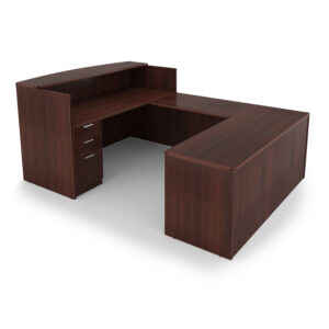 i5 Industries Kai Reversible U-Shaped Reception Desk with Full Pedestal and Lateral File, 71" L x 96" W