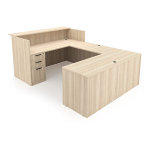 i5 Industries Rayne Reversible U-Shaped Reception Desk with Full Pedestal and Lateral File, 71" D x 96" W