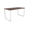 i5 Industries Fusion Metal Leg Desk with Fluted Edge Top - Mahogany White Base