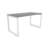 i5 Industries Fusion Metal Leg Desk with Fluted Edge Top - Samoa Gray White Base