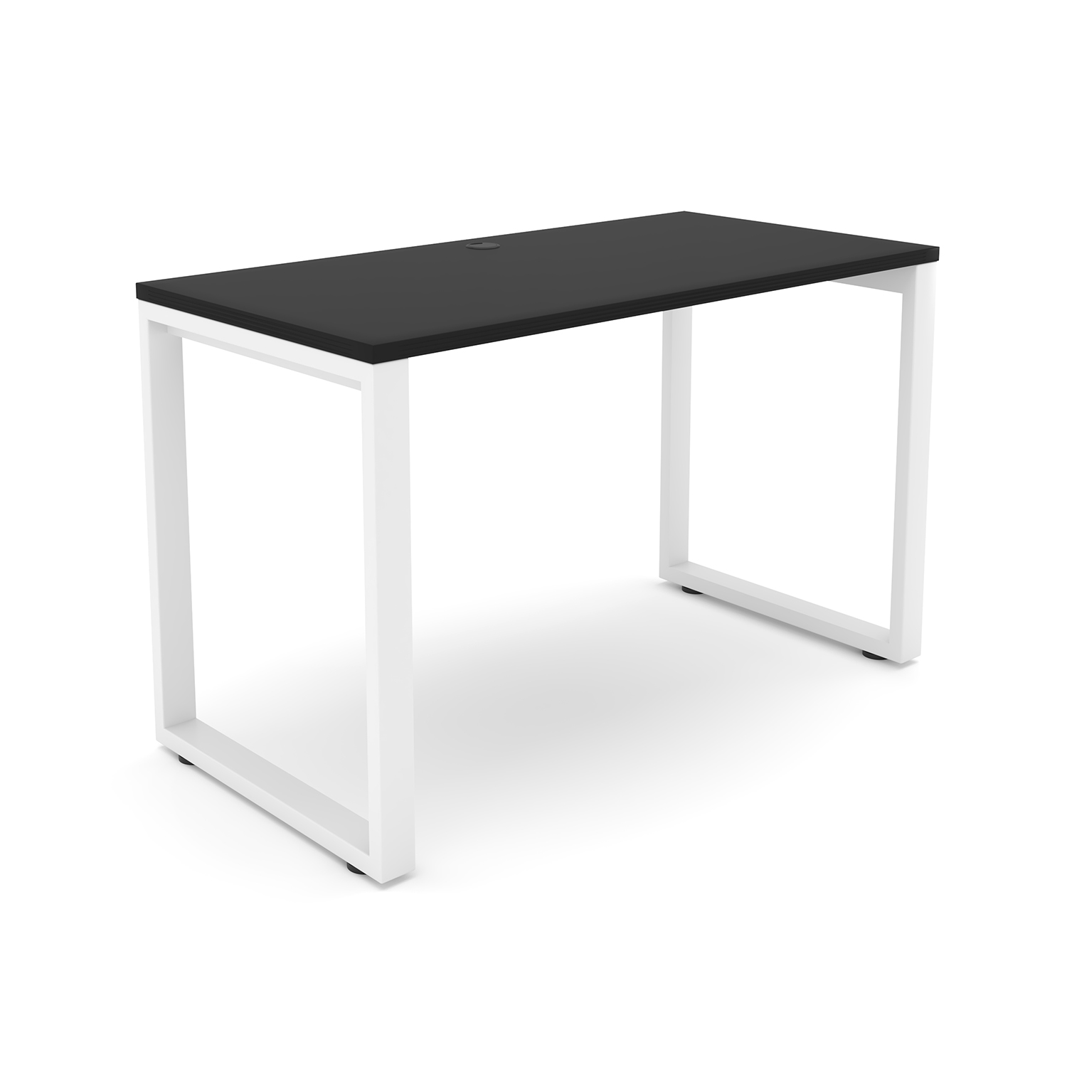 i5 Industries Fusion Metal Leg Desk with Fluted Edge Top with Grommet 24 x 48 - Black White Base