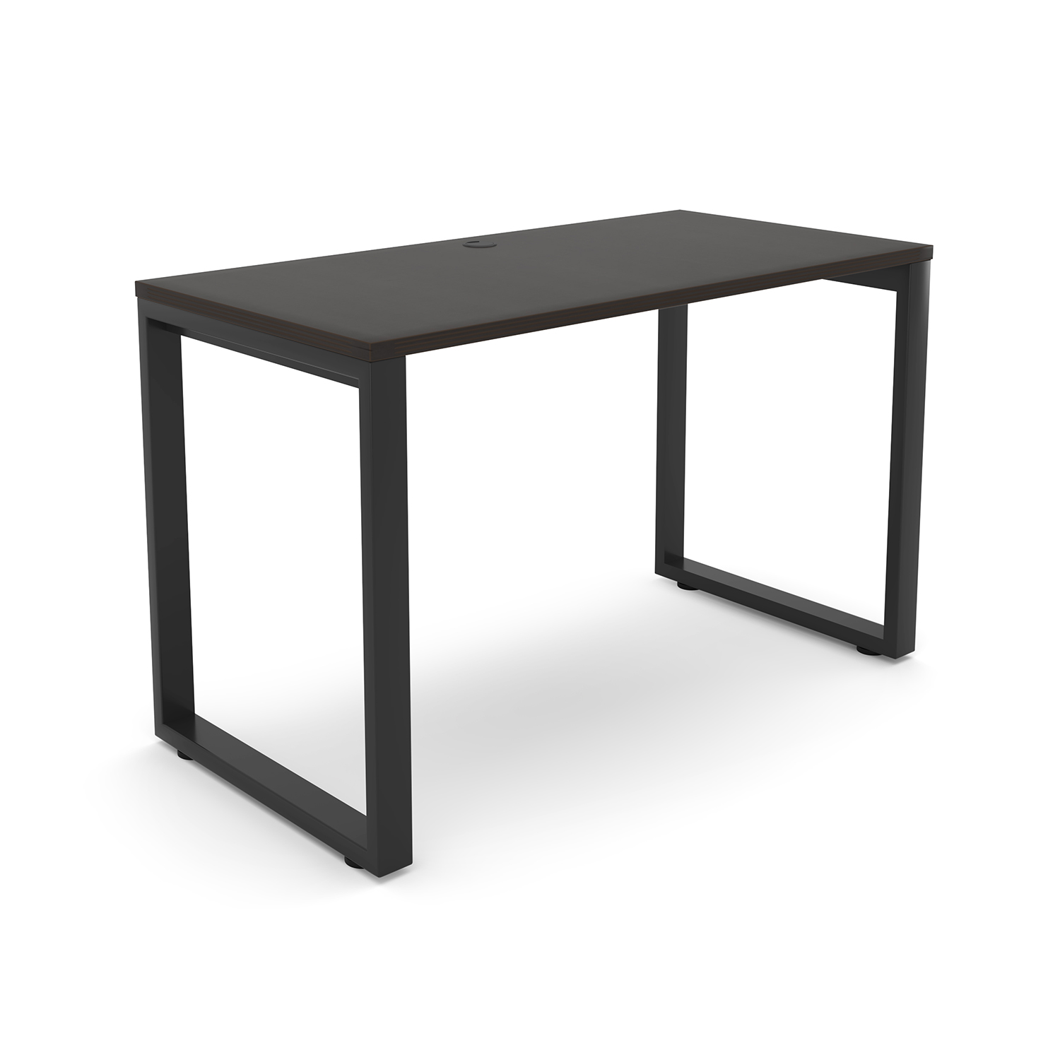 i5 Industries Fusion Metal Leg Desk with Fluted Edge Top with Grommet 24 x 48 - Espresso Black Base