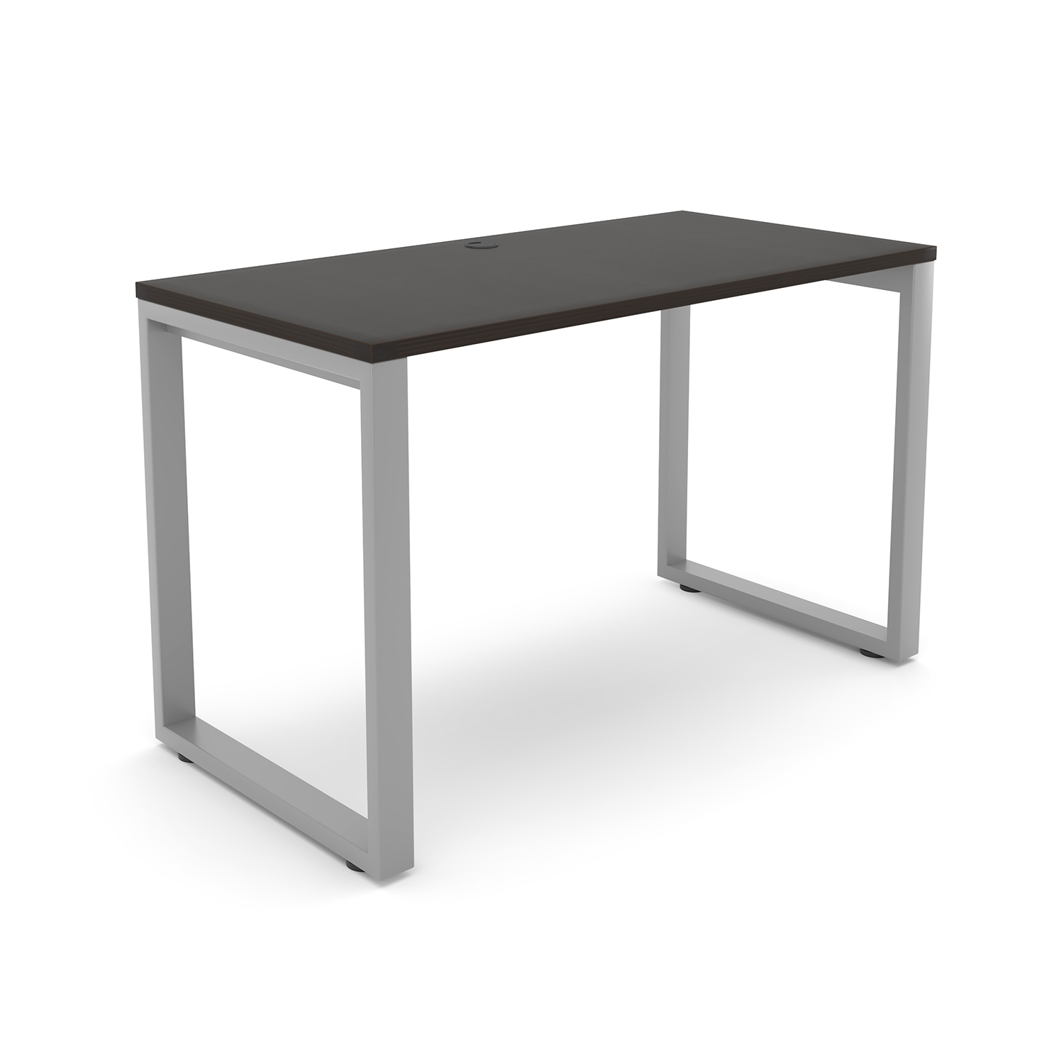 i5 Industries Fusion Metal Leg Desk with Fluted Edge Top with Grommet 24 x 48 - Espresso Silver Base