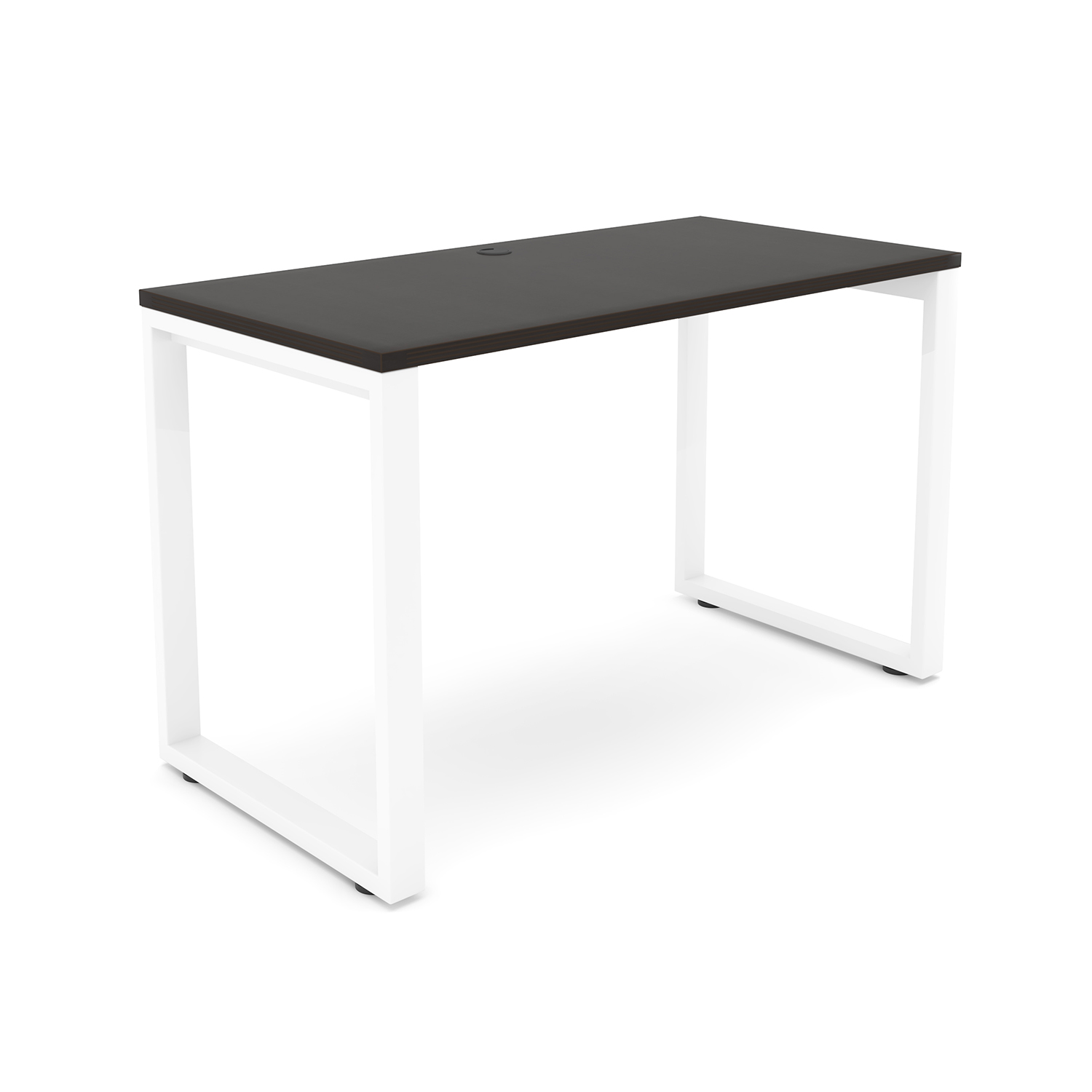 i5 Industries Fusion Metal Leg Desk with Fluted Edge Top with Grommet 24 x 48 - Espresso White Base