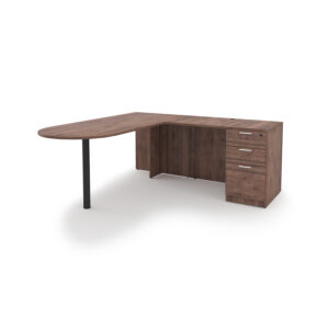 i5 Industries Kai L-Shaped D-Top Desk with Single Full Pedestal, 71" D x 84" W