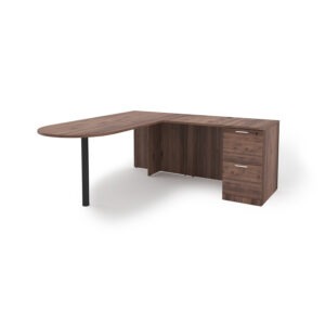i5 Industries Kai L-Shaped D-Top Desk with Single Full Pedestal, 71" D x 78" W