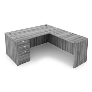 i5 Industries Kai L-Shaped Desk with Single Full Pedestal, 60" D x 78" W
