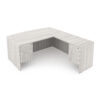 i5 Industries Rayne L-Shaped Bow Front Desk Double Suspended Ped - Harbor Elm - RN-BD7178P-1, RN-BD7184P-1