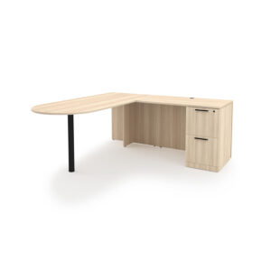 i5 Industries Rayne L-Shaped D-Top Desk with Single Full Pedestal, 71" D x 84" W