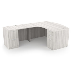 i5 Industries Rayne L-Shaped Extended Corner Bow Front Desk with Double Full Pedestals Left-Handed, 71" D x 90" W