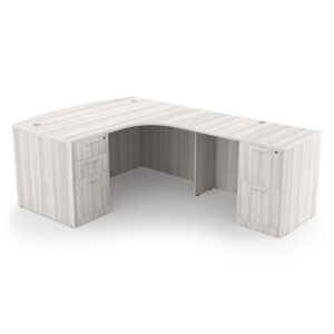 i5 Industries Rayne L-Shaped Extended Corner Bow Front Desk with Double Full Pedestals Right-Handed, 71" D x 84" W