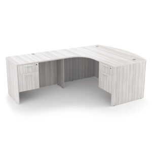 i5 Industries Rayne L-Shaped Extended Corner Bow Front Desk with Double Suspended Pedestals Left-Handed, 71" D x 84" W