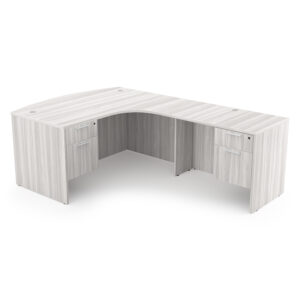 i5 Industries Rayne L-Shaped Extended Corner Bow Front Desk with Double Suspended Pedestals Right-Handed, 71" D x 84" W