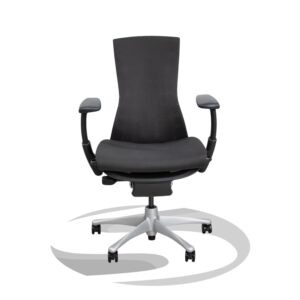 Herman Miller Embody Fully Adjustable with Dark Grey Fabric, Graphite Frame, and Titanium Base