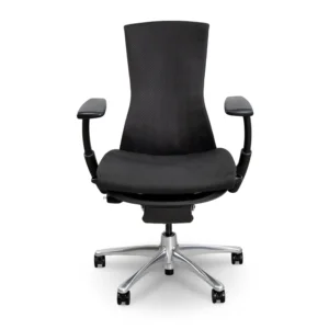 Herman Miller Embody Fully Adjustable with Dark Grey Fabric, Graphite Frame, and Chrome Base (As Is Condition)